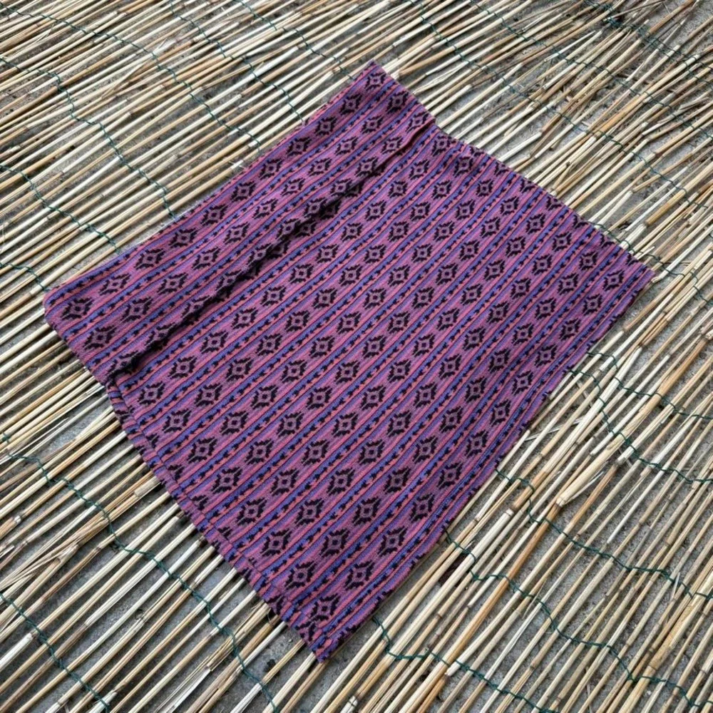 Nollie Skirt Size XL Purple Pink Tribal Print Festival Adjustable‎ Mini Falda